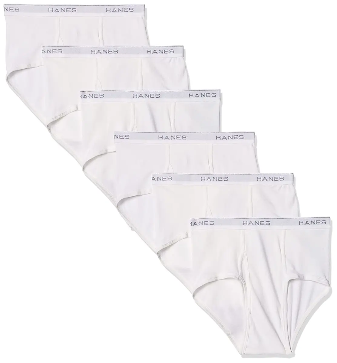 Hanes Men's 6-Pack FreshIQ Tagless Cotton Briefs in White, Large | Breathable, Tag-Free Comfort - main product image