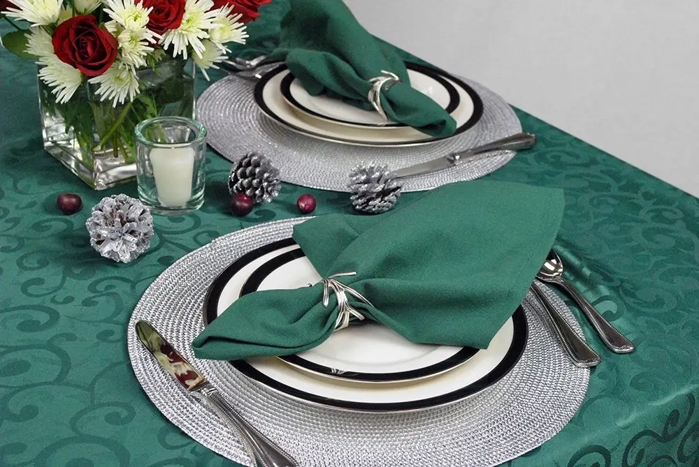 DII Solid Napkin Set Collection, 20x20 in Dark Green | 6 Piece Cotton Napkins for Home & Events - view 6