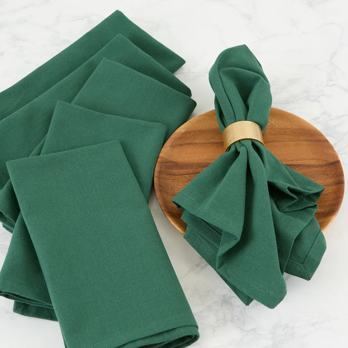 DII Solid Napkin Set Collection, 20x20 in Dark Green | 6 Piece Cotton Napkins for Home & Events - view 4