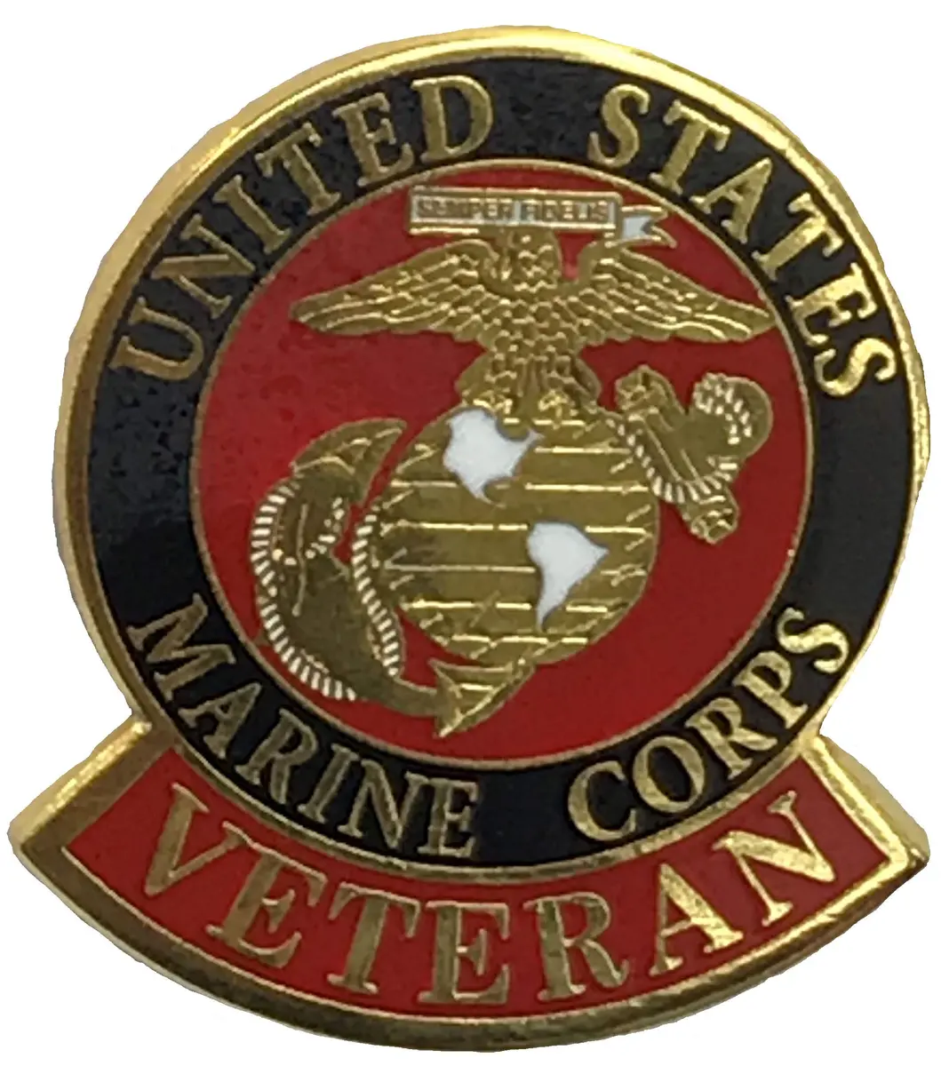 Eagle Emblems USMC Veteran Logo Lapel Hat Pin 1 inch (2.54 cm) | Authentic Marine Corps Pride - main product image