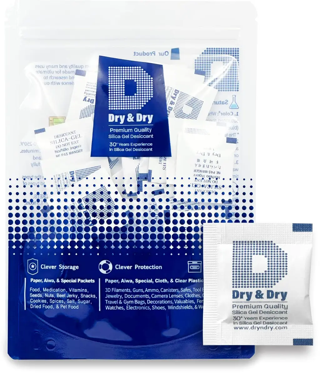 Dry & Dry 1 Gram Silica Gel Packets | Rechargeable Moisture Absorbers for Food & Electronics - main product image
