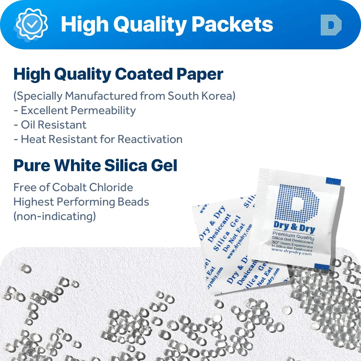 Dry & Dry 1 Gram Silica Gel Packets | Rechargeable Moisture Absorbers for Food & Electronics - view 2