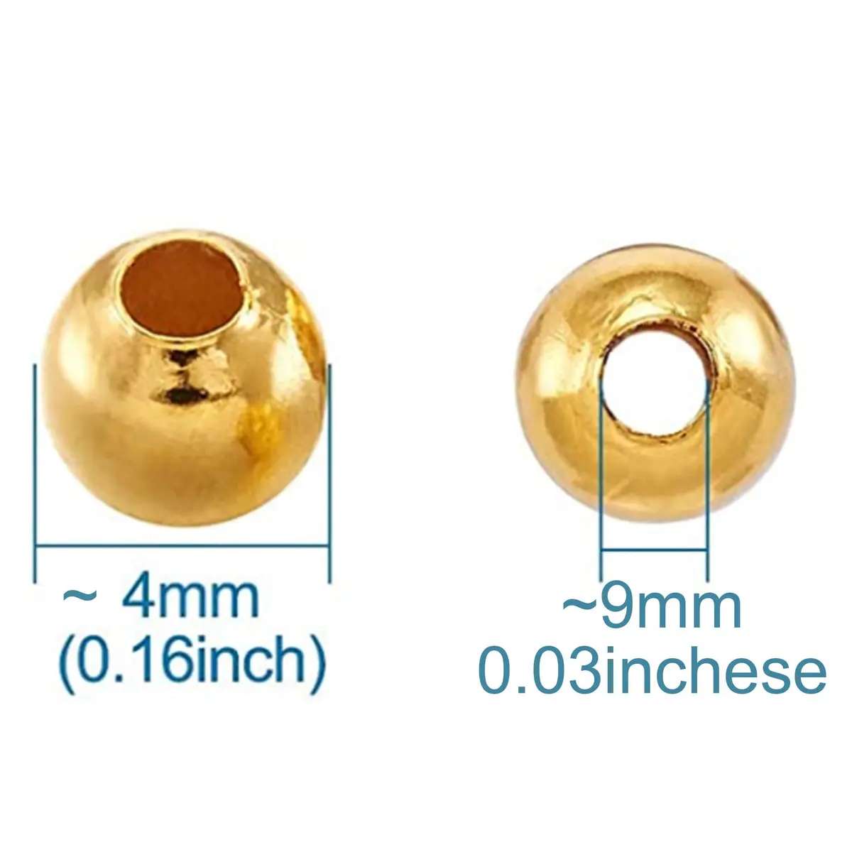 Dreambell 10 pcs 14K Gold Filled 4mm Round Seamless Ball Spacer Bead | Jewelry Making Essential - main product image