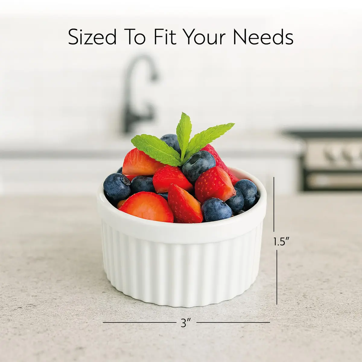 Restaurantware 5 Ounce Ramekin Bowls 10 Round Baking Ramekins | Oven & Microwave Safe White Porcelain - view 2
