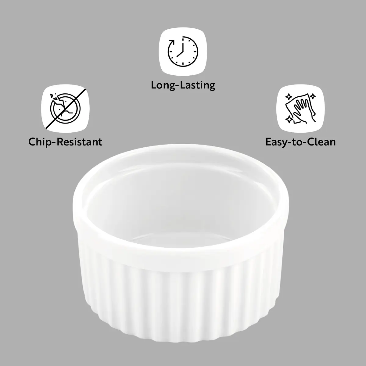 Restaurantware 5 Ounce Ramekin Bowls 10 Round Baking Ramekins | Oven & Microwave Safe White Porcelain - view 4