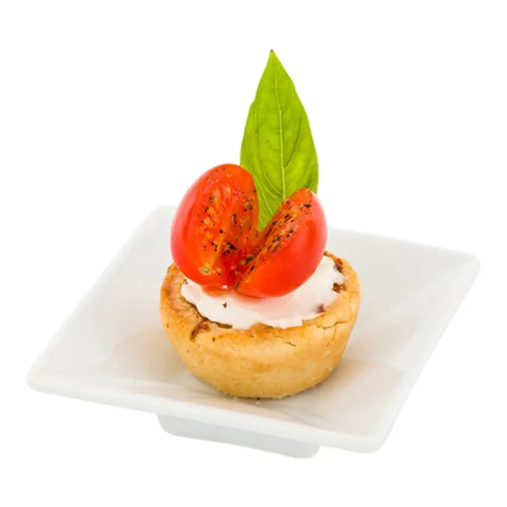 Restaurantware Square White Porcelain Mini Modern Plate, 3.1 In | Elegant, Oven-Safe, 10 Pack - main product image