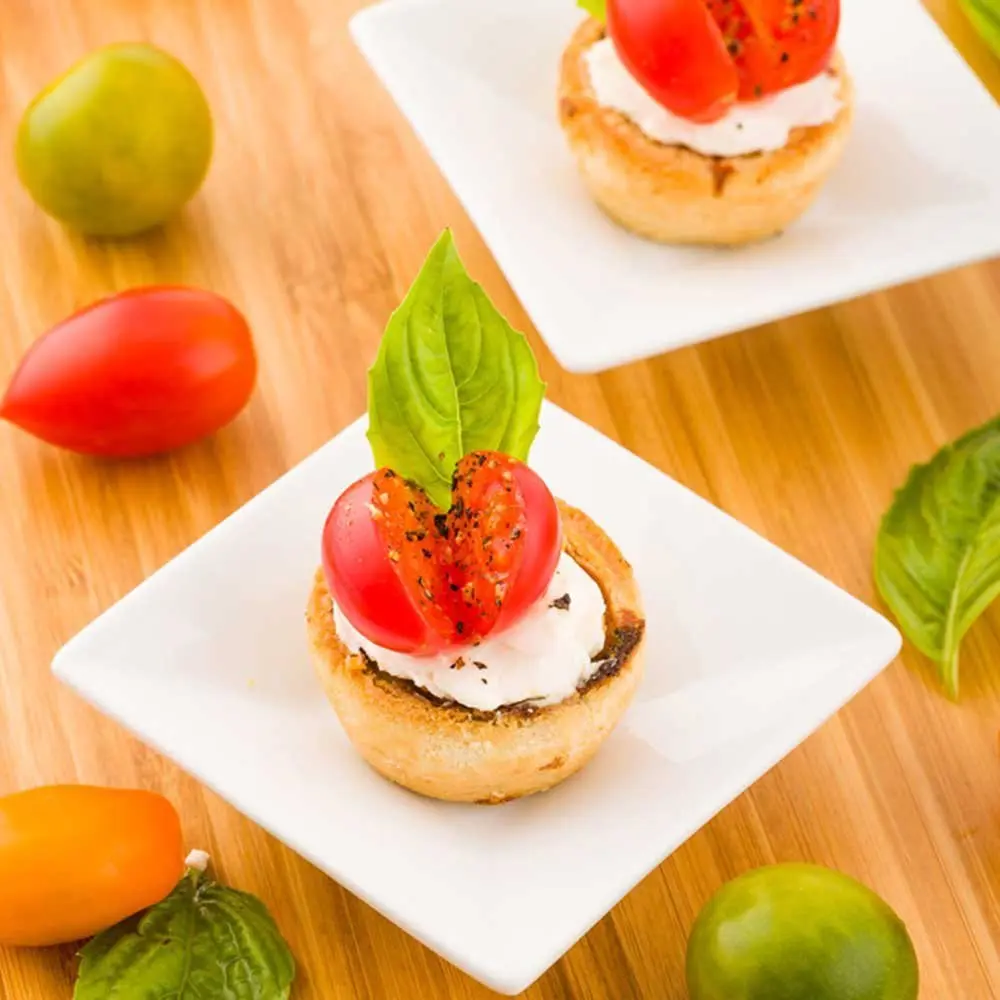 Restaurantware Square White Porcelain Mini Modern Plate, 3.1 In | Elegant, Oven-Safe, 10 Pack - view 3