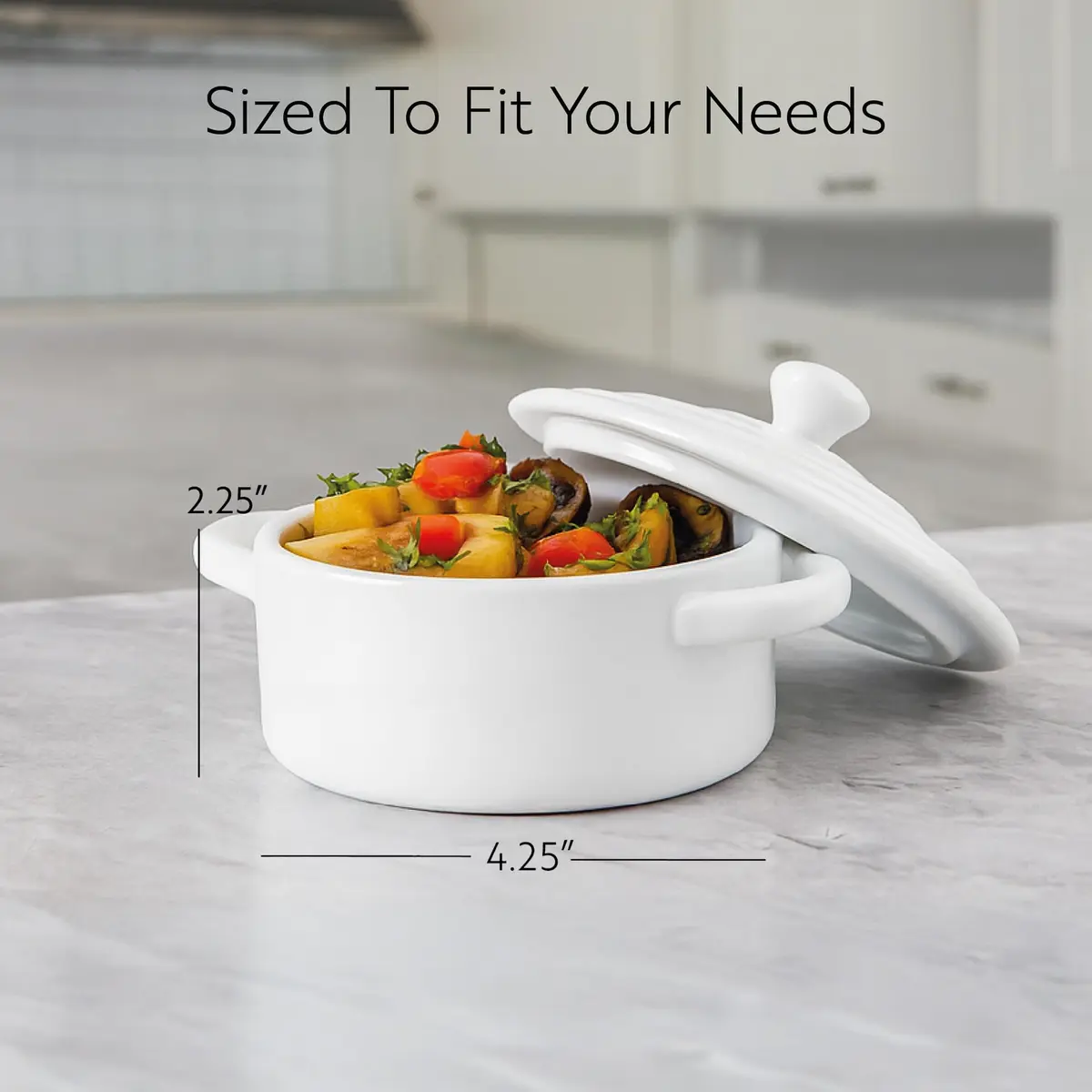 Restaurantware 3 Ounce Mini Cocotte White Porcelain Oven-Safe Set of 10 | Perfect for Baking & Serving - view 2