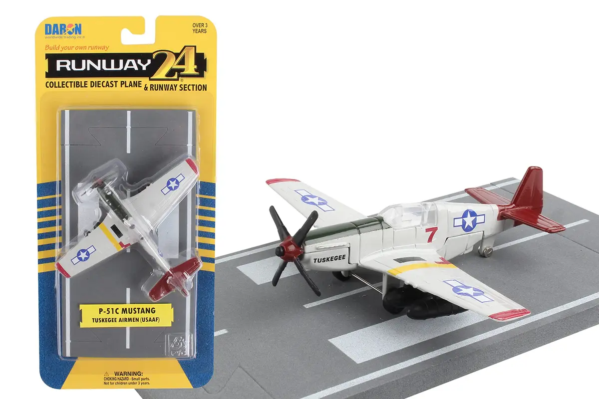 Runway24 P51 Tuskegee Airmen Vehicle | Die-Cast Model with Rubber Runway (4in x 4.625in x 1in) - main product image