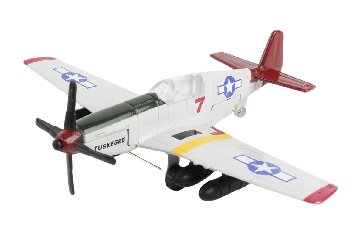 Runway24 P51 Tuskegee Airmen Vehicle | Die-Cast Model with Rubber Runway (4in x 4.625in x 1in) - view 4