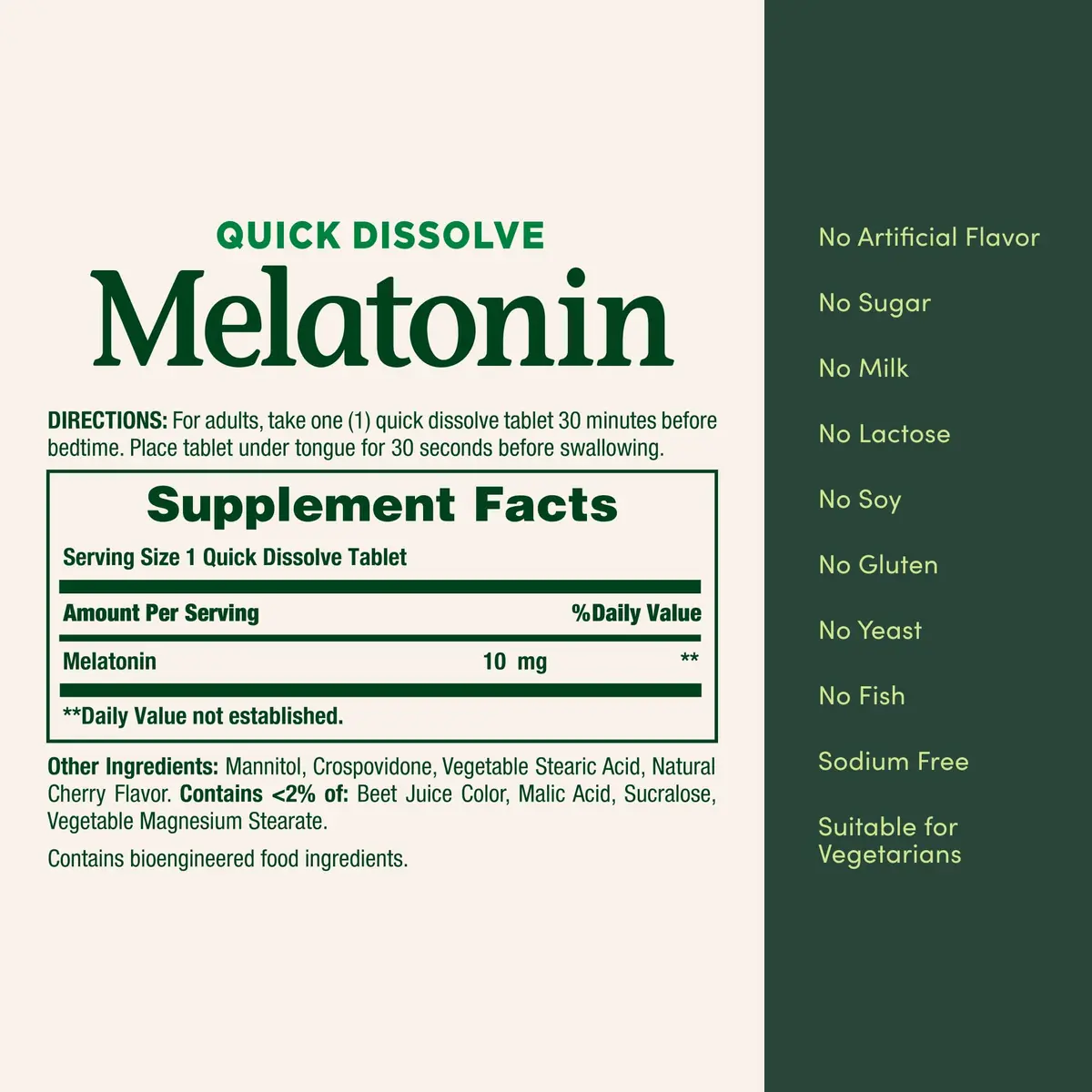 Nature's Bounty Melatonin 10mg Quick Dissolve Tablets | Vegetarian Sleep Aid - view 4