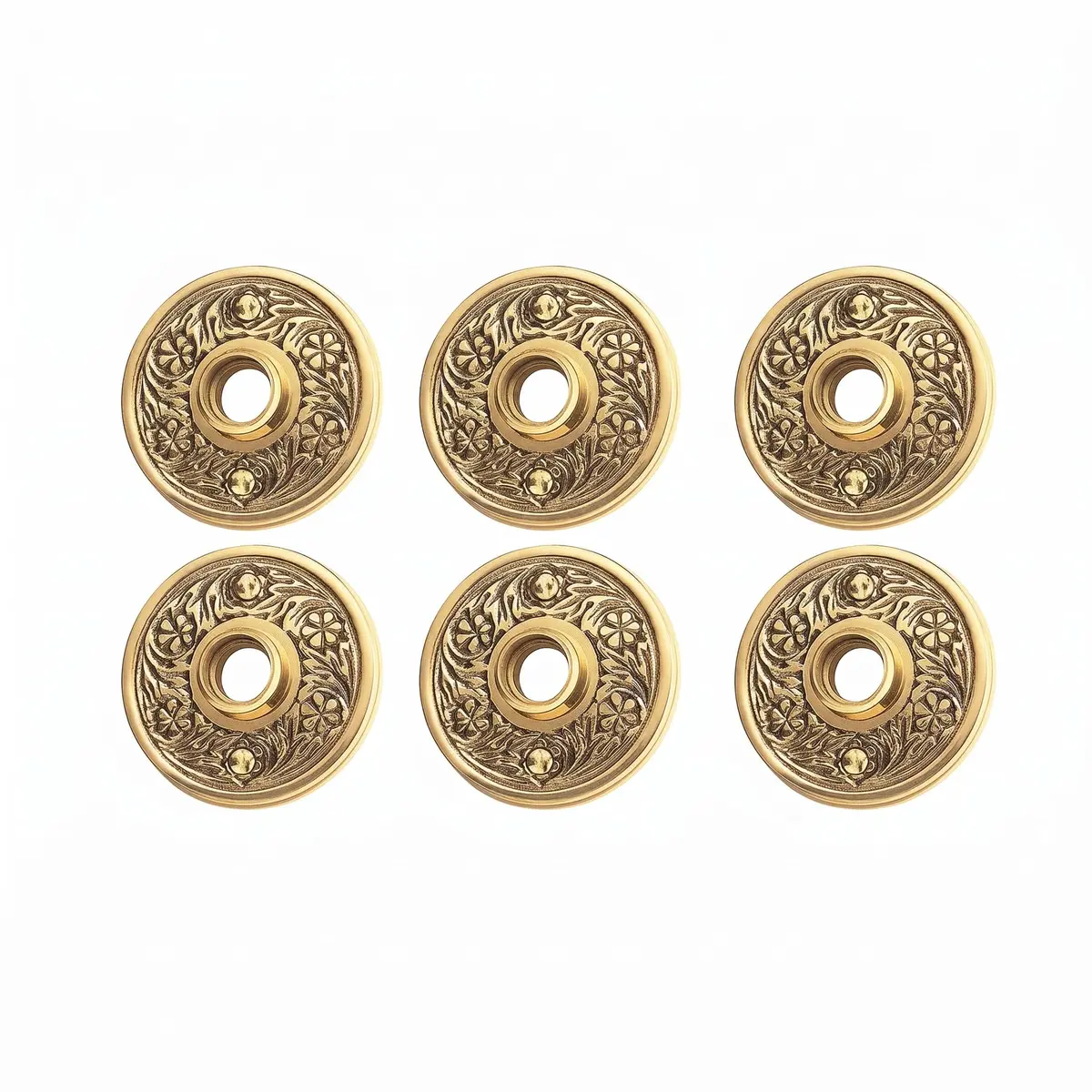 Renovators Supply Victorian Knob Rosettes Antique Brass 2-7/16 in. | Elegant Brass Door Decor for Passage Use - main product image