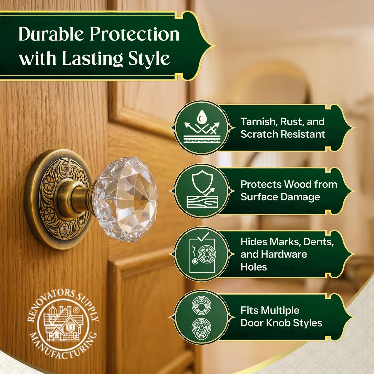 Renovators Supply Victorian Knob Rosettes Antique Brass 2-7/16 in. | Elegant Brass Door Decor for Passage Use - view 5