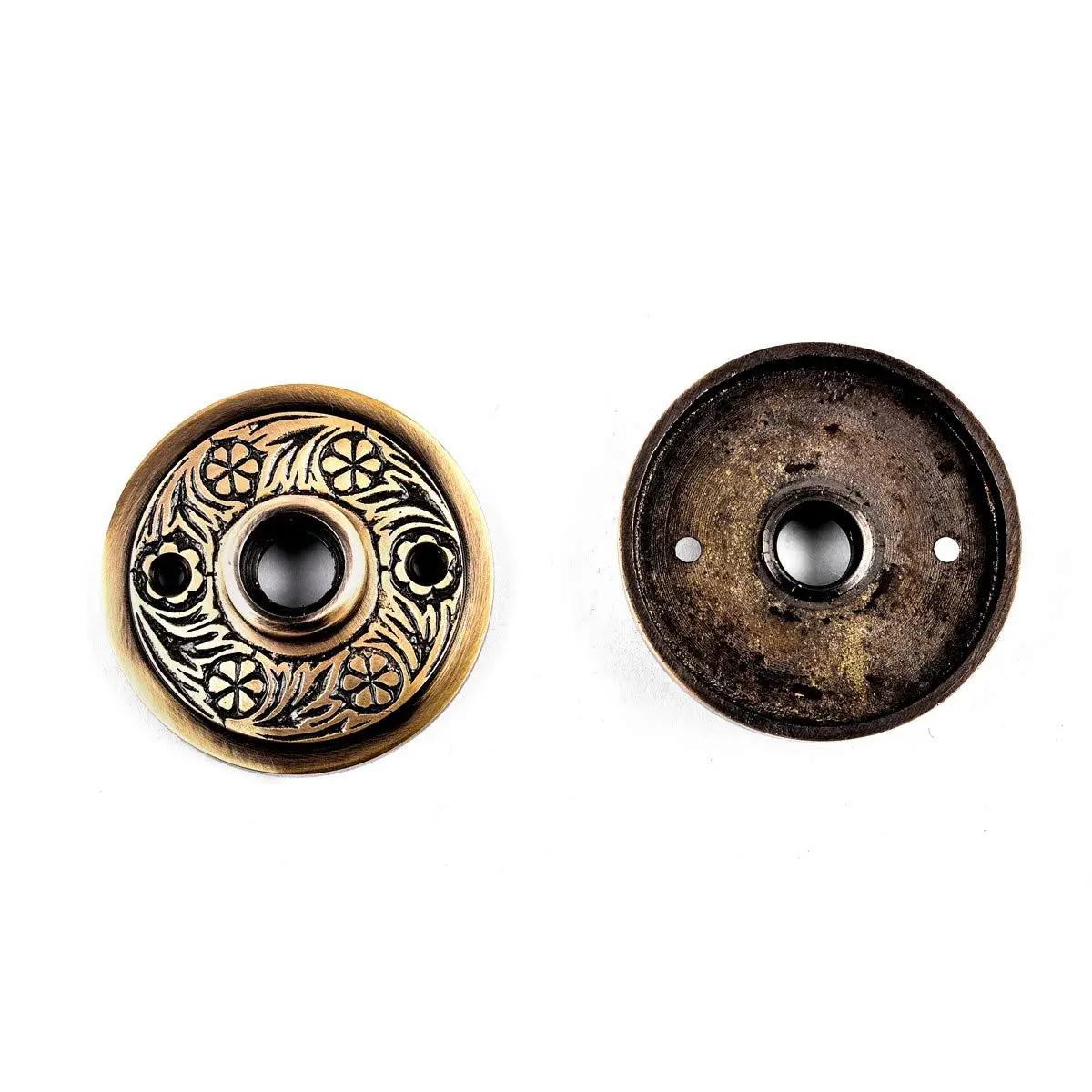Renovators Supply Victorian Knob Rosettes Antique Brass 2-7/16 in. | Elegant Brass Door Decor for Passage Use - view 9