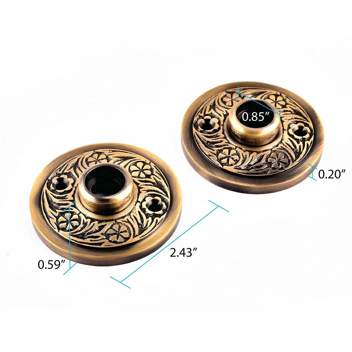 Renovators Supply Victorian Knob Rosettes Antique Brass 2-7/16 in. | Elegant Brass Door Decor for Passage Use - view 2