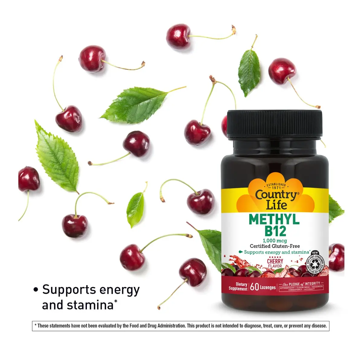 Country Life Methyl B12 1000 mcg Cherry Flavor | Supports Energy & Stamina (70-120 chars) - view 4