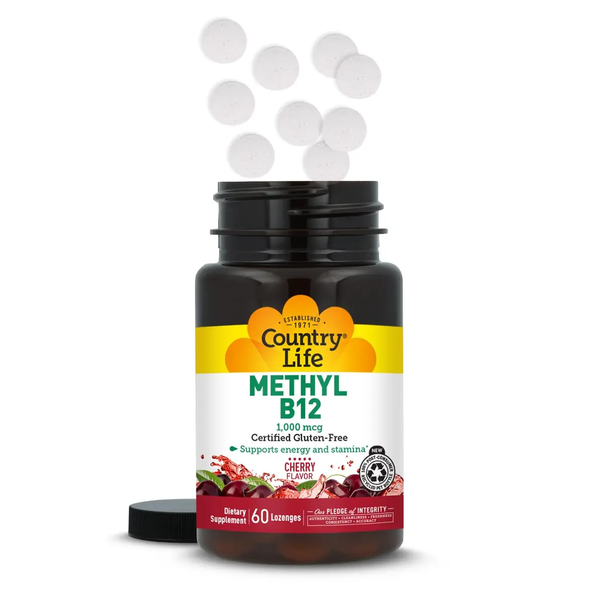 Country Life Methyl B12 1000 mcg Cherry Flavor | Supports Energy & Stamina (70-120 chars) - view 8