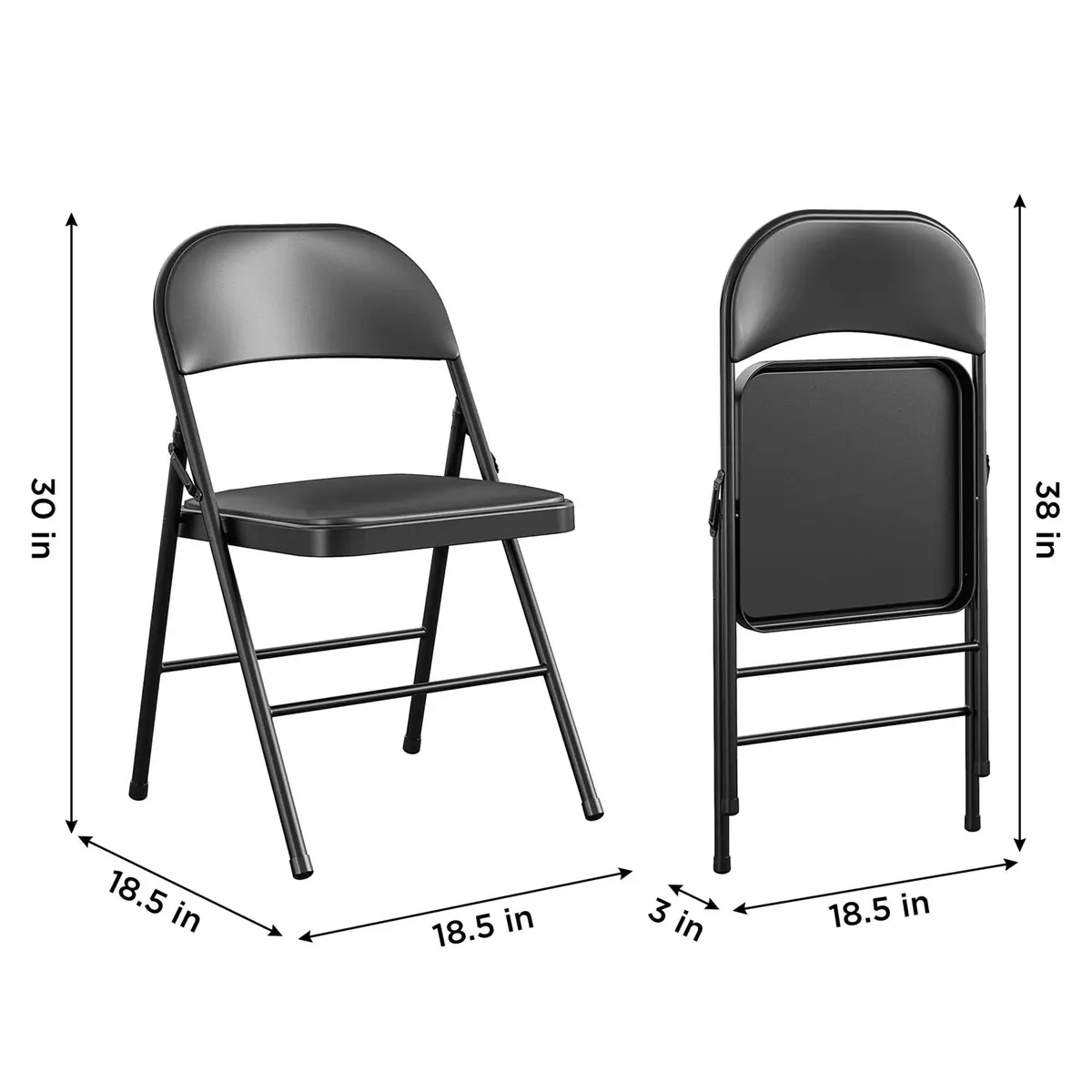 Cosco Vinyl Folding Chair 4 Pack Black | Compact, Heavy-Duty, Easy Storage - view 4