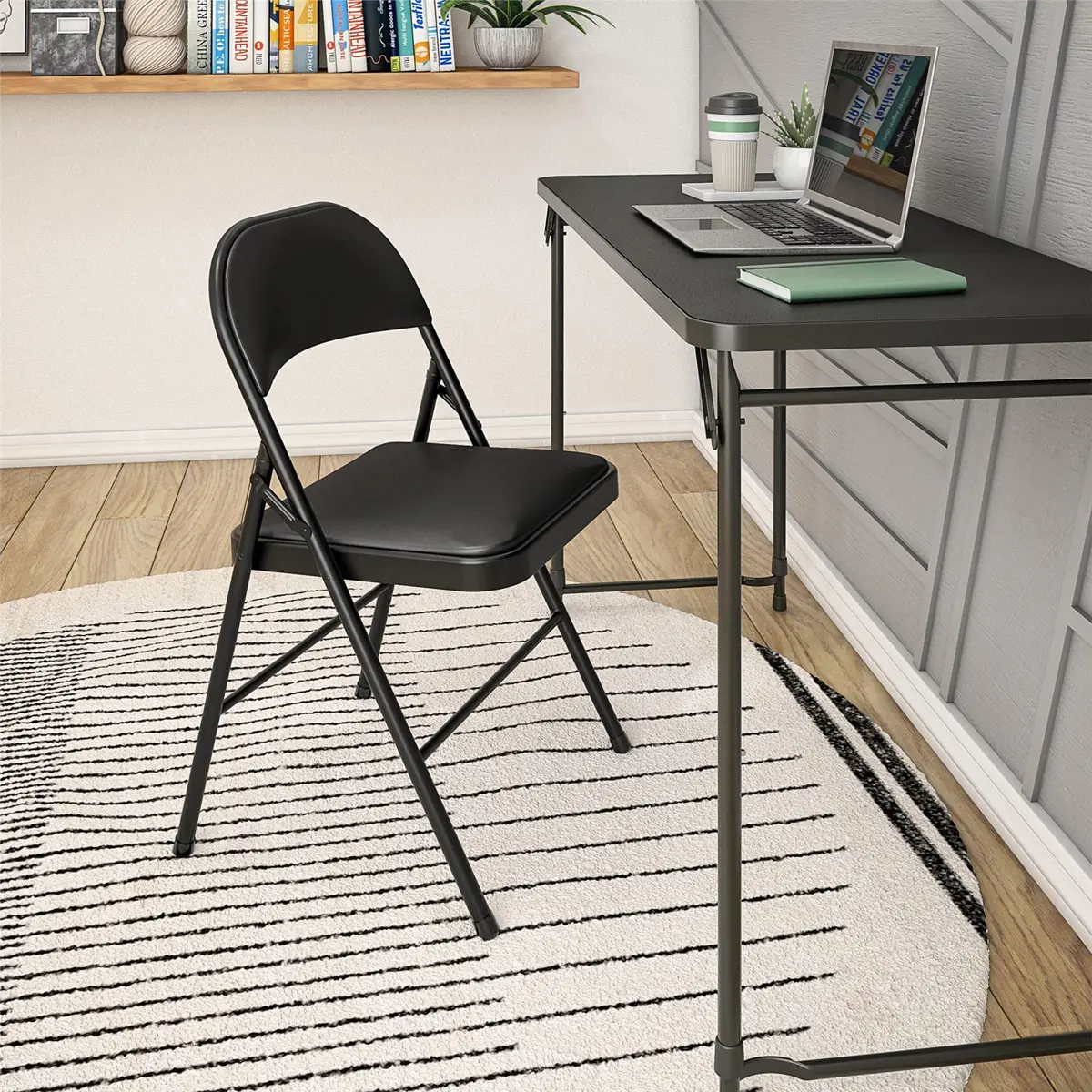 Cosco Vinyl Folding Chair 4 Pack Black | Compact, Heavy-Duty, Easy Storage - view 5