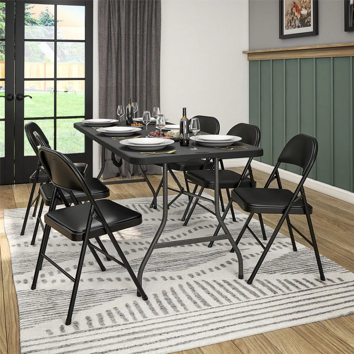 Cosco Vinyl Folding Chair 4 Pack Black | Compact, Heavy-Duty, Easy Storage - view 6