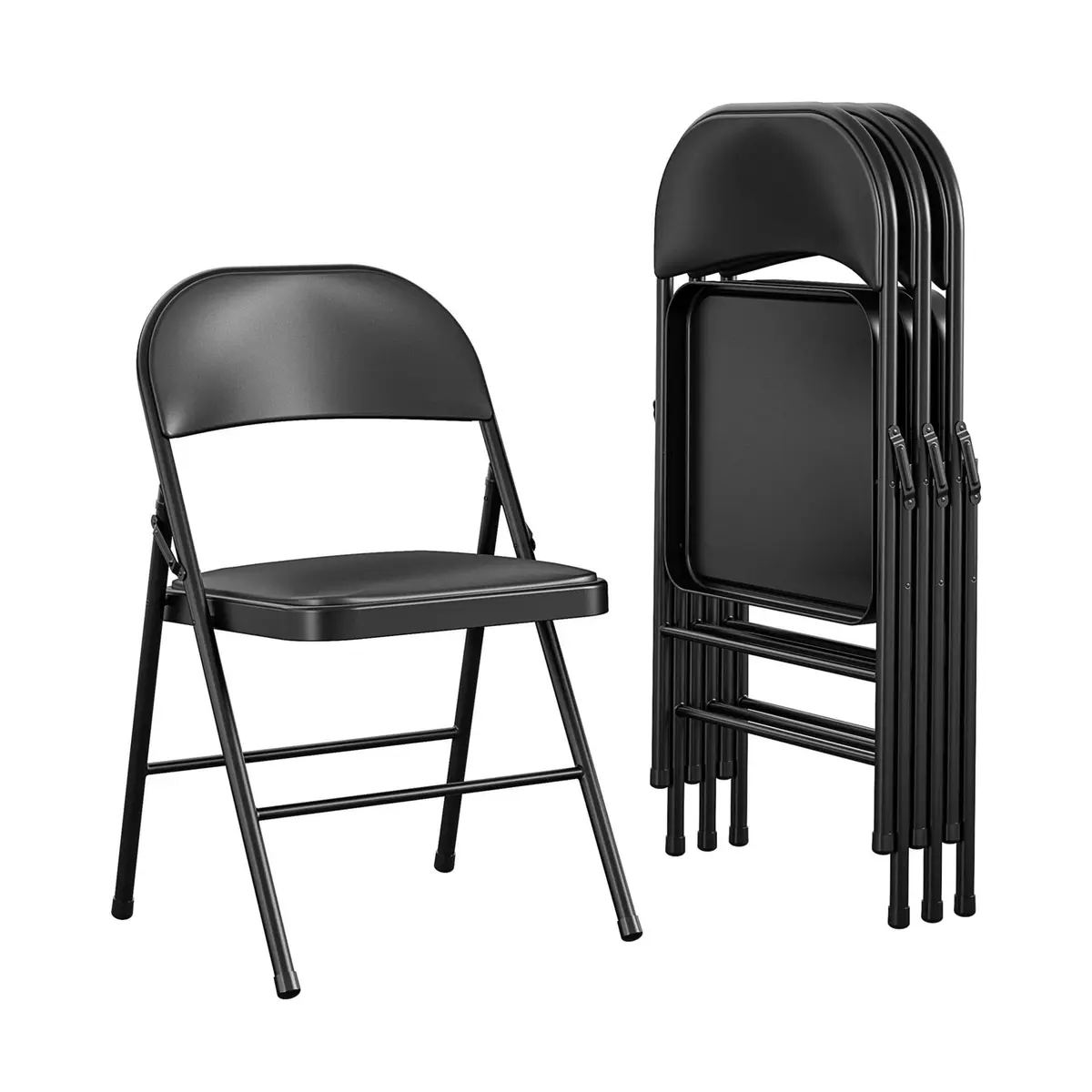 Cosco Vinyl Folding Chair 4 Pack Black | Compact, Heavy-Duty, Easy Storage - main product image