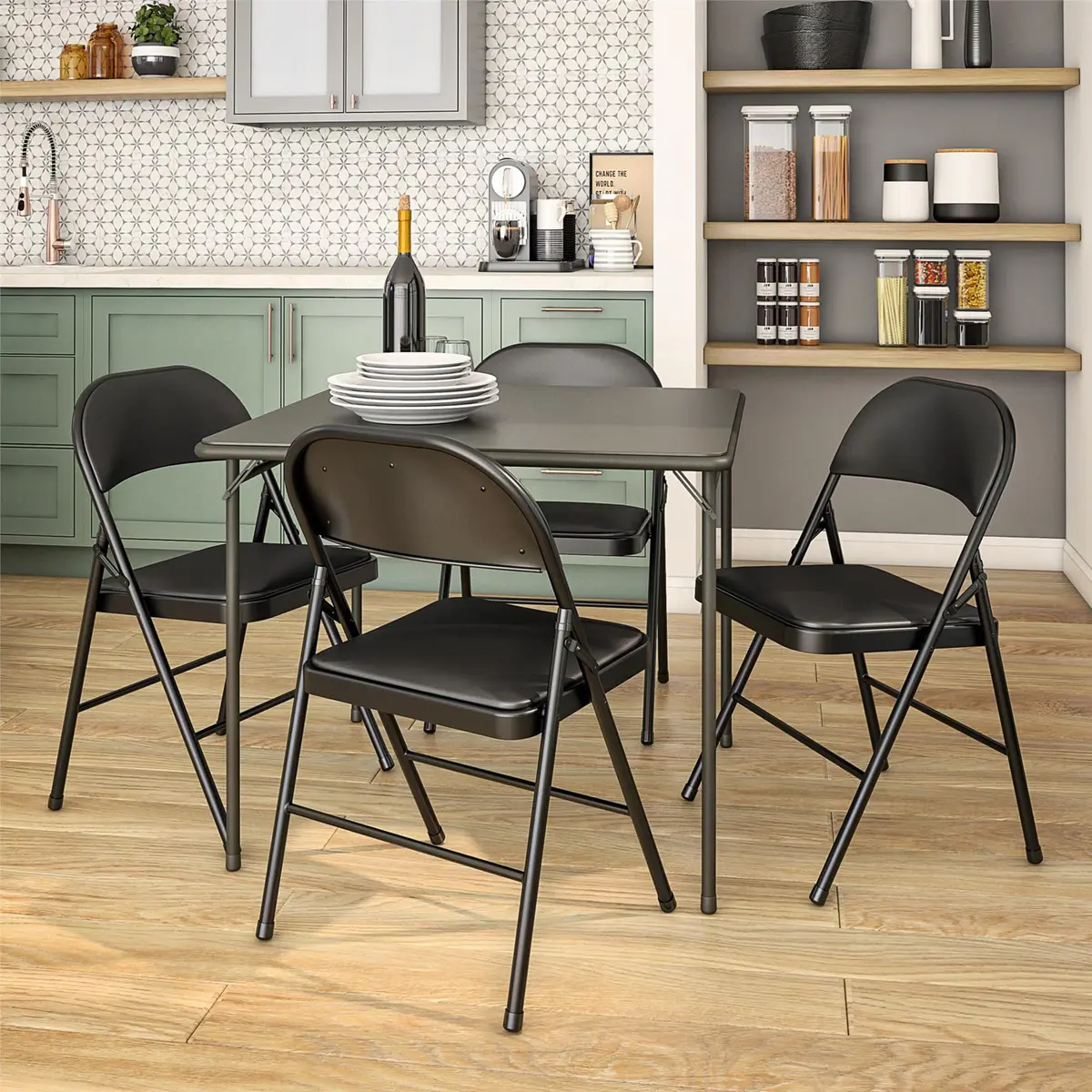 Cosco Vinyl Folding Chair 4 Pack Black | Compact, Heavy-Duty, Easy Storage - view 7
