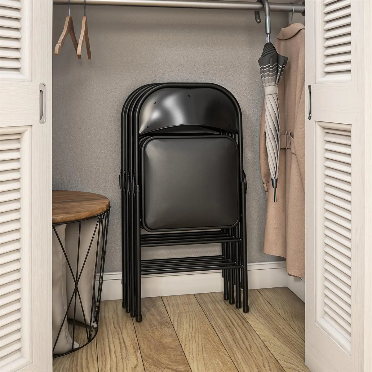 Cosco Vinyl Folding Chair 4 Pack Black | Compact, Heavy-Duty, Easy Storage - view 9