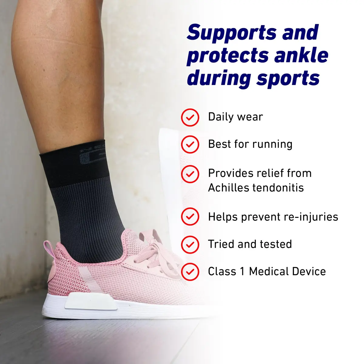 Neo-G Airflow Ankle Compression Sleeve | Support for Weak Ankles & Tendonitis, Breathable, Lightweight, Black, L - view 3