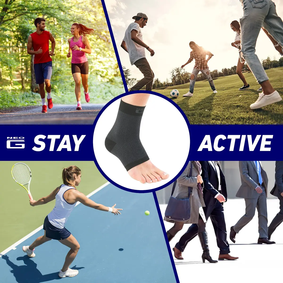 Neo-G Airflow Ankle Compression Sleeve | Support for Weak Ankles & Tendonitis, Breathable, Lightweight, Black, L - view 4