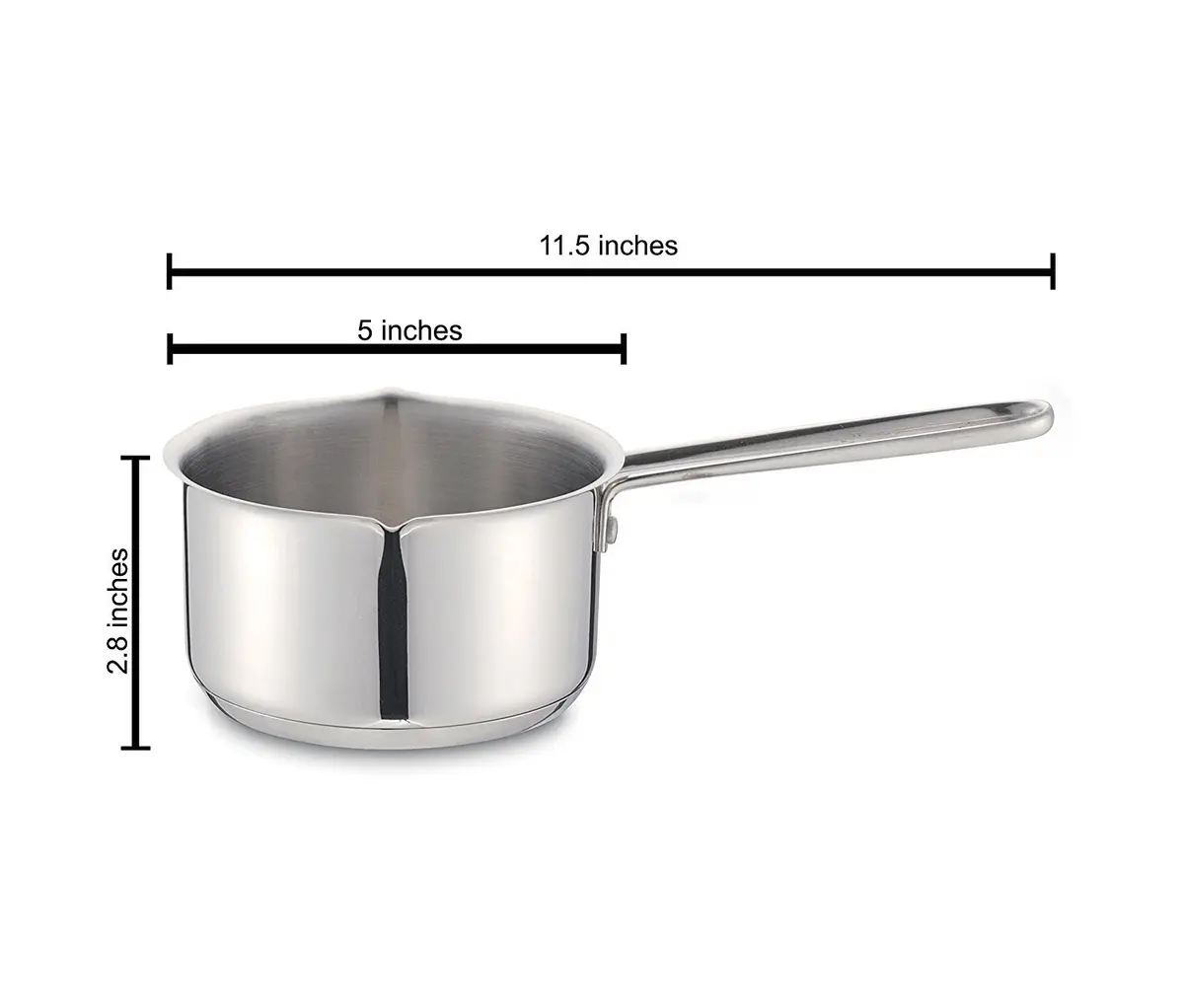 Cuisinox Small Stainless Steel Saucepan with Pour Spout 0.8 Quarts | Induction Base & Mirror Polish - view 2