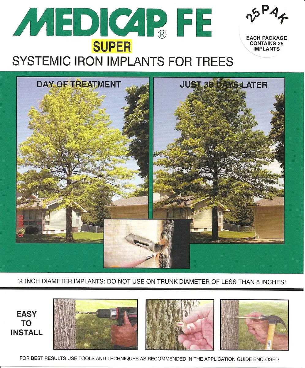 MediCap 1/2-Inch FE SUPER Systemic Iron Tree Implants for Control of Iron Chlorosis | Easy installation for trees 8"+ - main product image