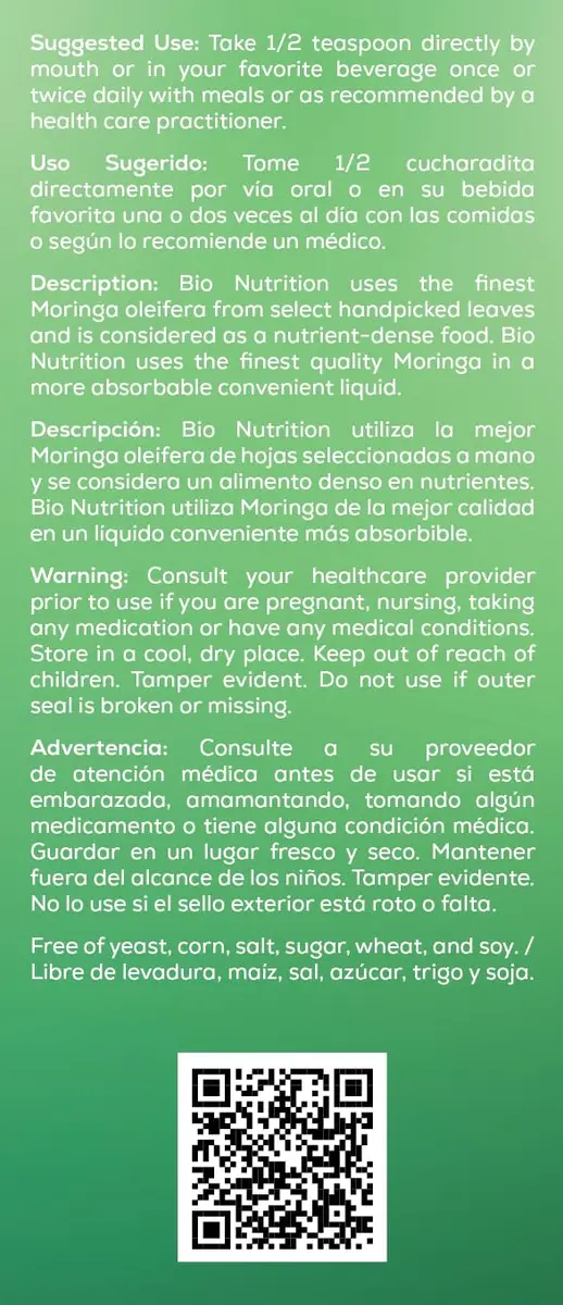Bio Nutrition Moringa Liquid 4 Fl Oz | Liquid Herbal Supplement for Daily Wellness - view 5