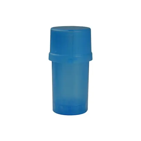 Medtainer Translucent Blue Large 2-in-1 Storage Container with Built-In Grinder (15.8 cm x 6.9 cm x 4.7 cm) | Airtight Watertight Medical-Grade Plastic - main product image