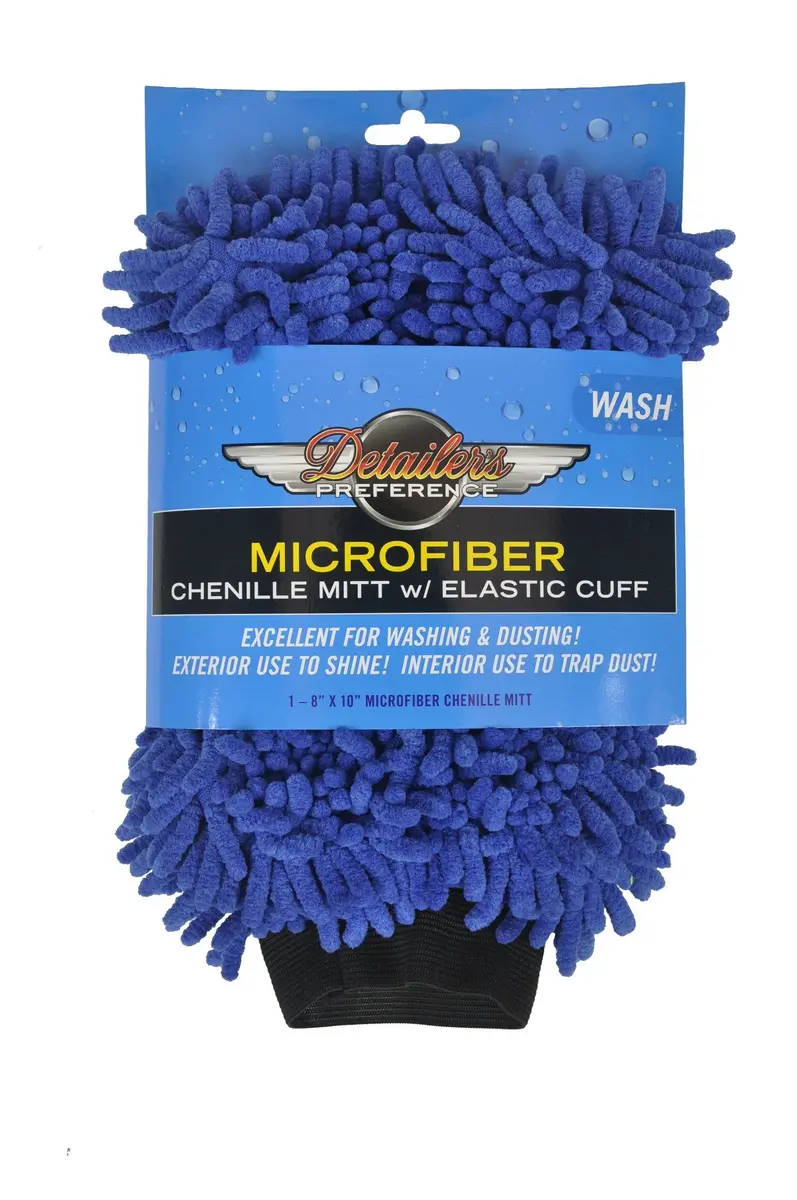 Detailer's Preference Double-Sided Chenille Microfiber Wash Mitt | Scratch-Free, Absorbent, Reusable, Blue - view 2