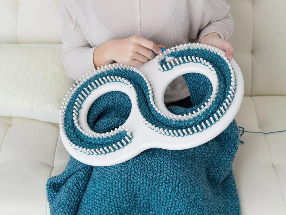 Authentic Knitting Board Afghan Knitting Loom for Blankets, S-Shaped 198-Peg Loom | Knit Blankets Up to 60" Wide - view 3