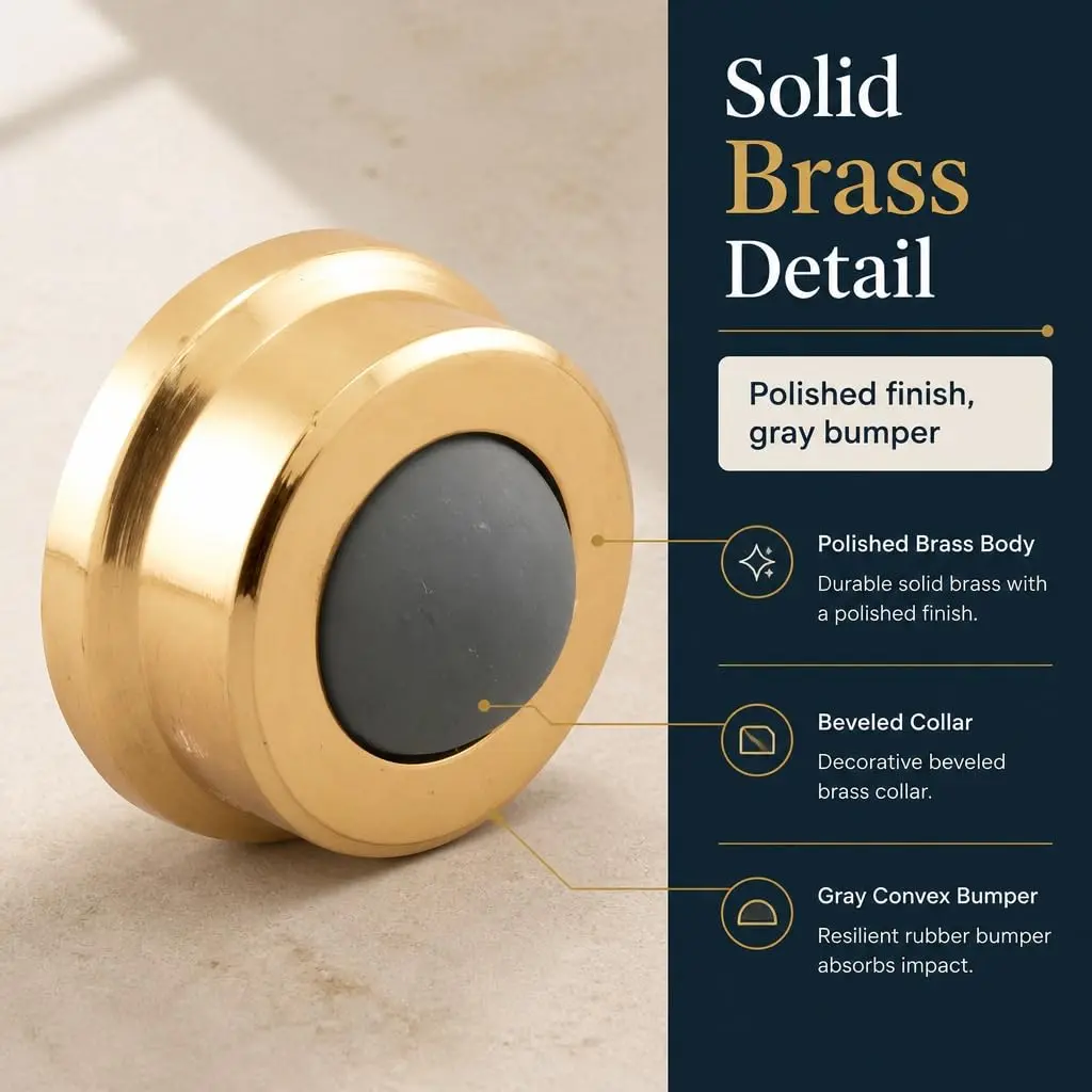 Prime-Line J 4570 Wall Stop Brass 1 In. | Protects Walls & Doors (70-120 chars) - view 2