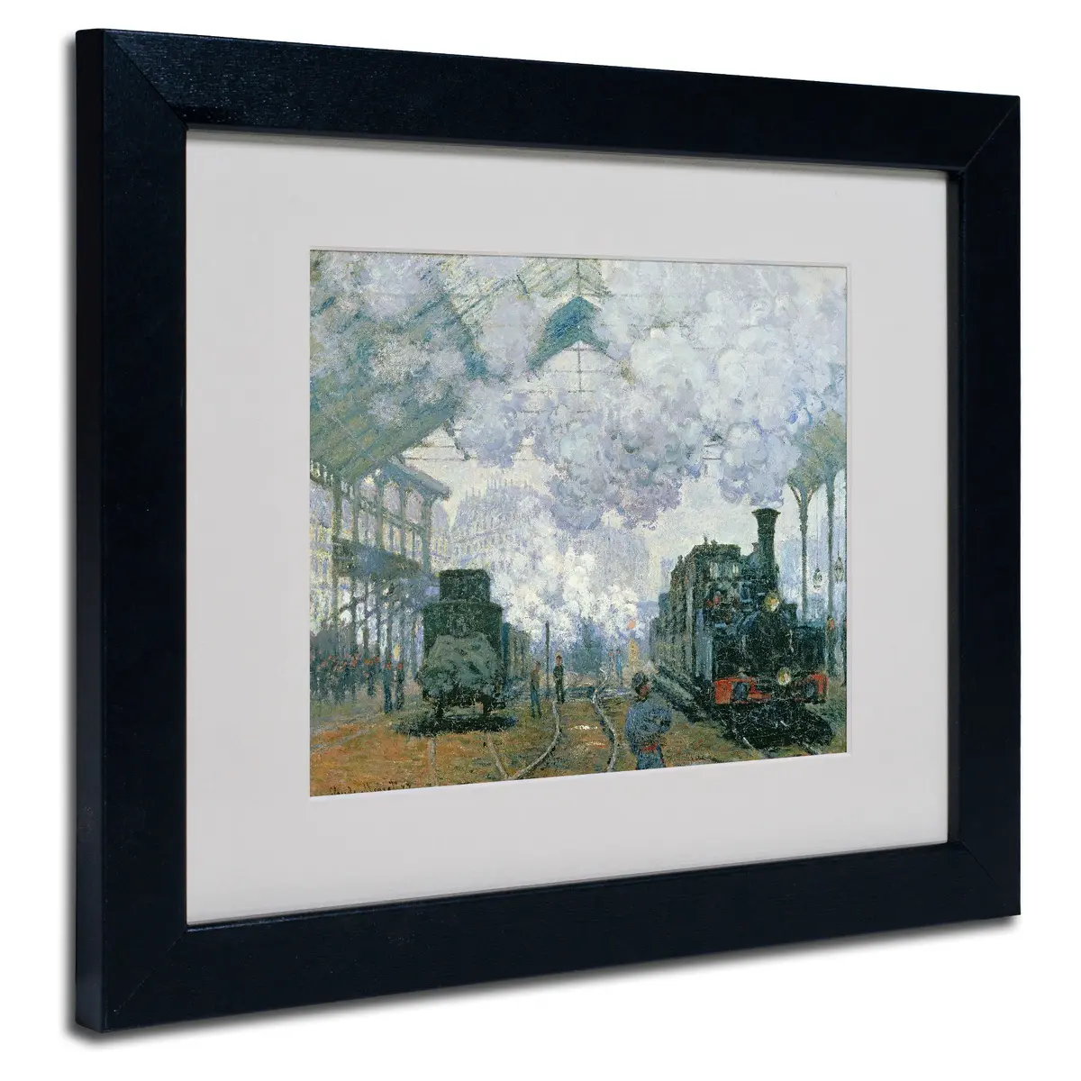 Trademark Fine Art Gare Saint-Lazare Arrival of a Train by Claude Monet Canvas Wall Artwork, Black Frame, 11 x 14-Inch - main product image