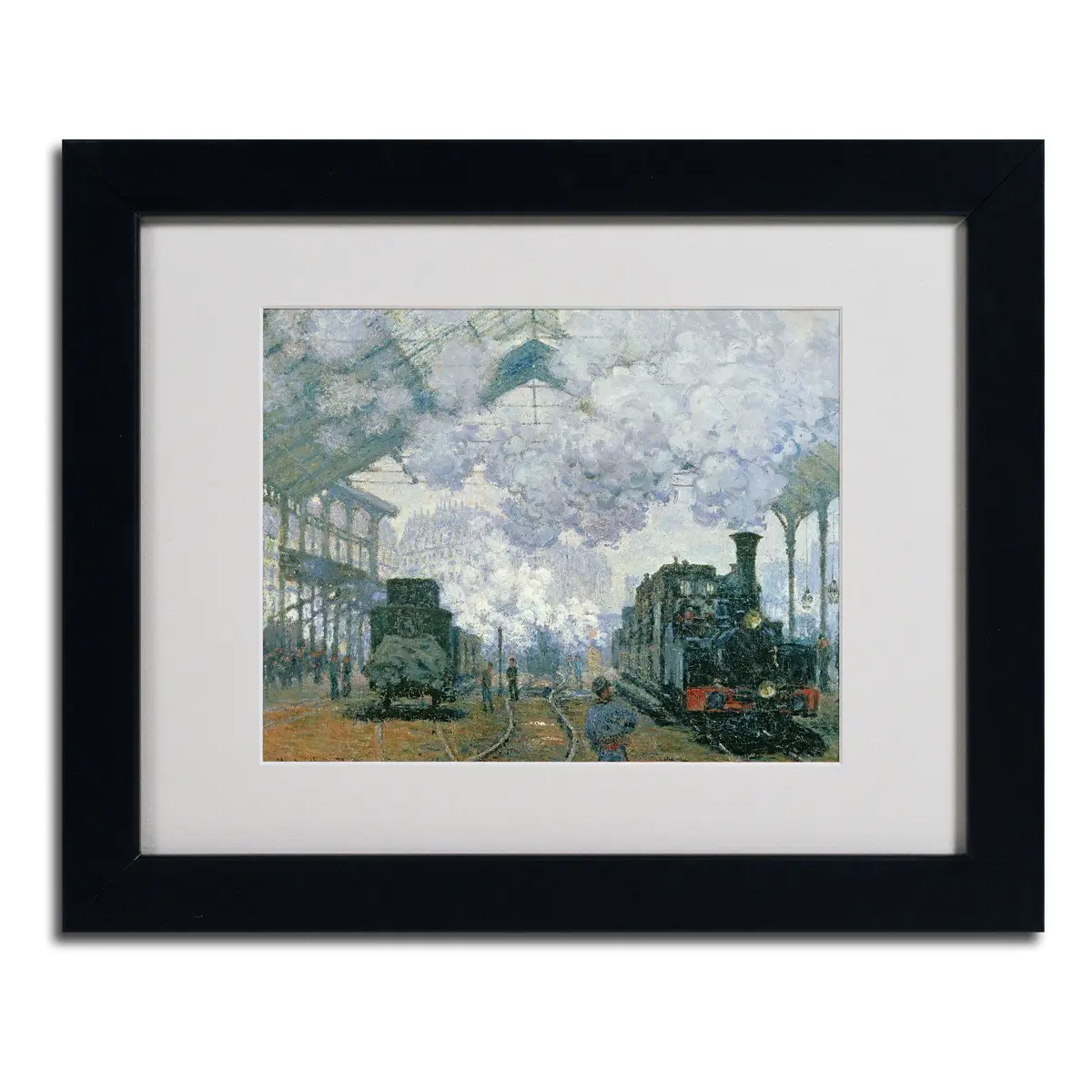 Trademark Fine Art Gare Saint-Lazare Arrival of a Train by Claude Monet Canvas Wall Artwork, Black Frame, 11 x 14-Inch - view 2