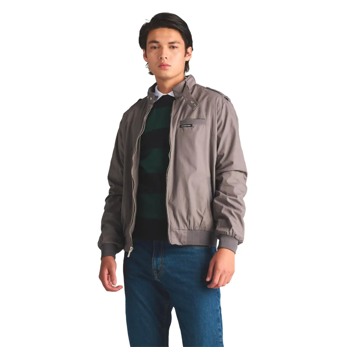 Members Only Classic Iconic Racer Slim Fit Windbreaker Jacket (Grey, Medium) | Water-Resistant Year-Round - view 5
