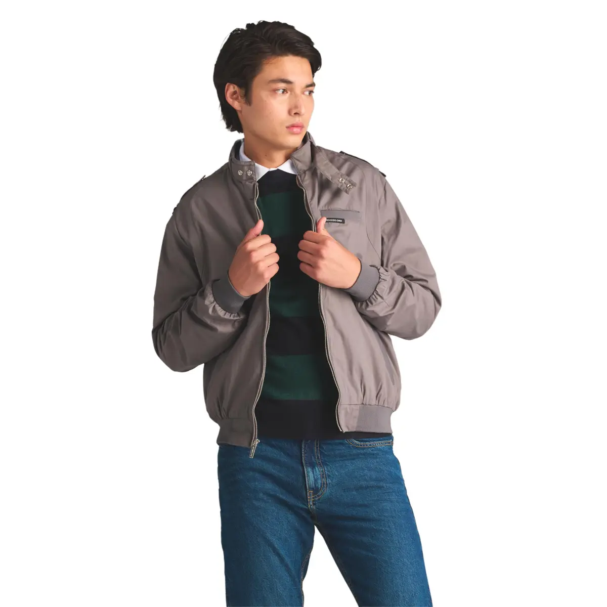 Members Only Classic Iconic Racer Slim Fit Windbreaker Jacket (Grey, Medium) | Water-Resistant Year-Round - view 4