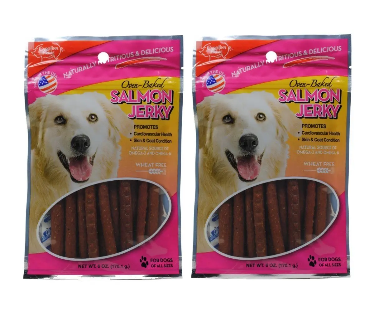 Carolina Prime Salmon Jerky Dog Treats 6 Ounce Pack | Wheat-Free, Omega-Rich, Made in USA - main product image
