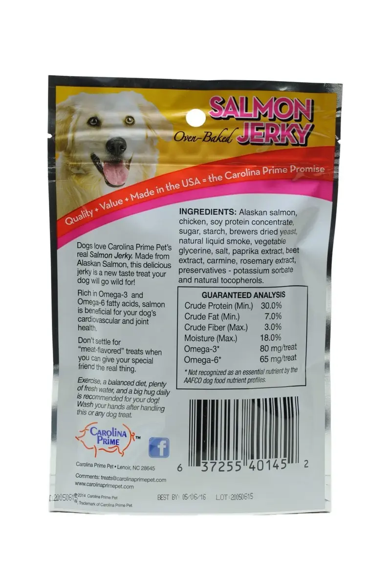 Carolina Prime Salmon Jerky Dog Treats 6 Ounce Pack | Wheat-Free, Omega-Rich, Made in USA - view 2