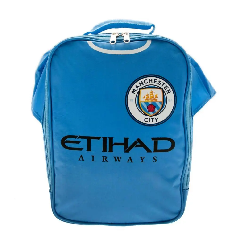 Manchester City FC Official Licensed Club Shirt Design Lunch Bag 5L (29cm x 24cm x 7cm) | Blue Zippered Compartment - main product image