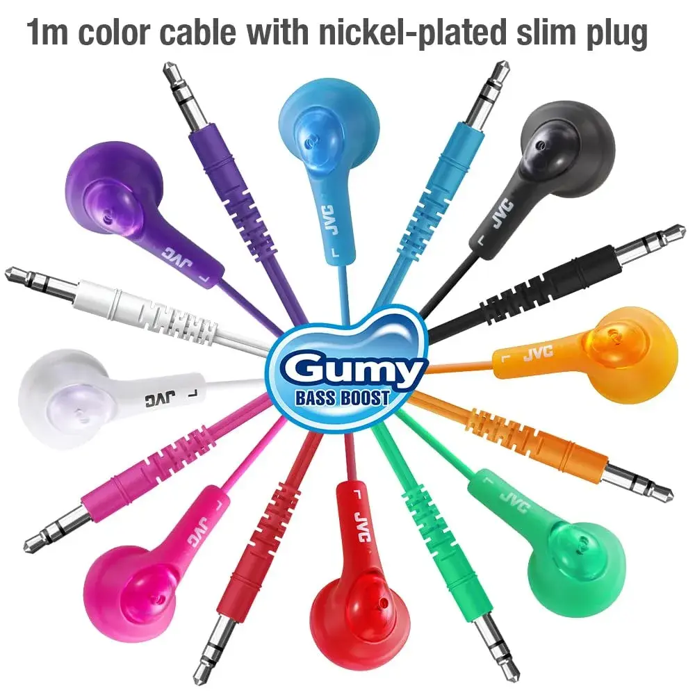 JVC Gumy Ear Bud Headphones Pink | Wired In-Ear with Bass Boost & Tangle-Free Cord (1.0m) - view 6