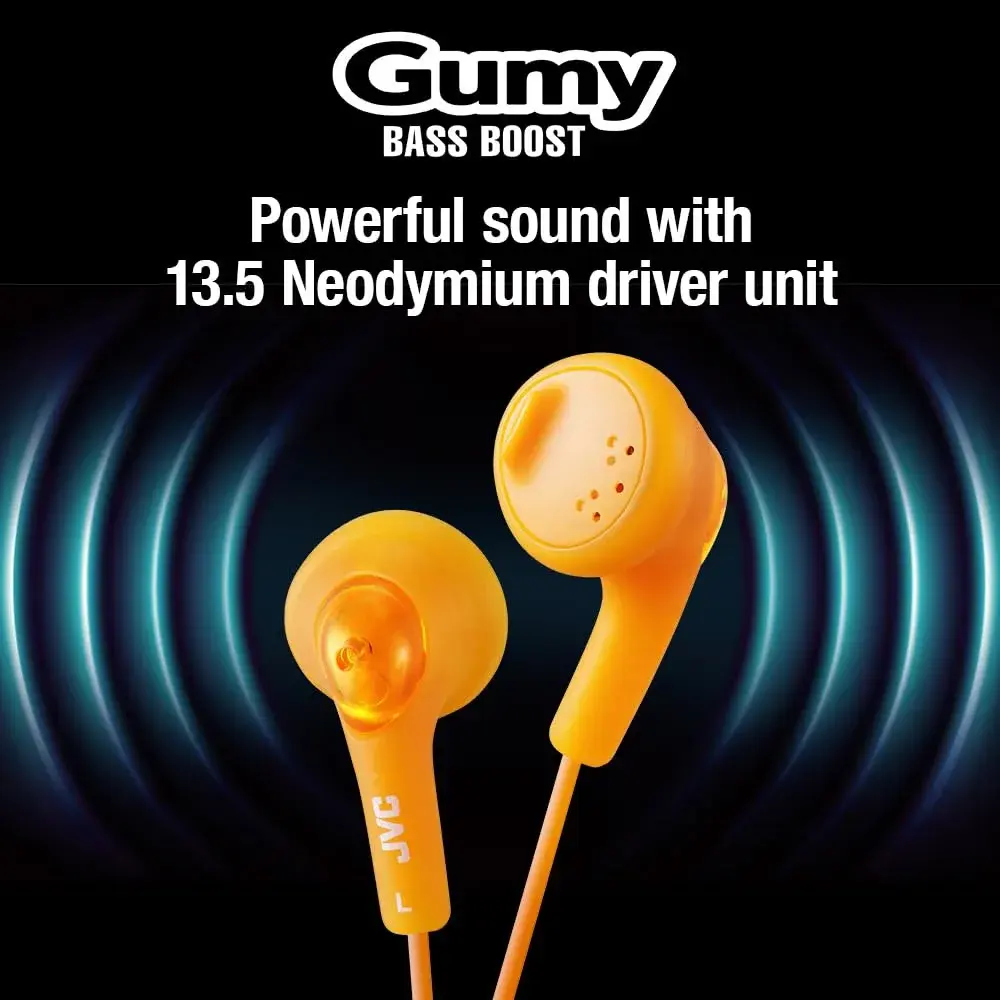 JVC Gumy Ear Bud Headphones Orange | 13.5mm Dynamic Driver, 108dB Sensitivity - view 4