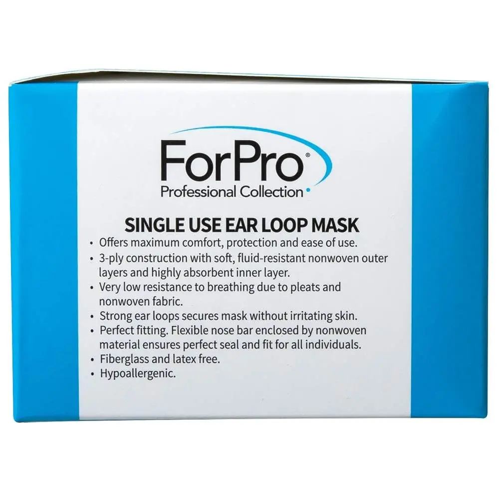 ForPro Professional Collection Hypoallergenic 3-Ply Face Mask, 50-Count | Breathable, Fluid-Resistant, Comfortable - view 3