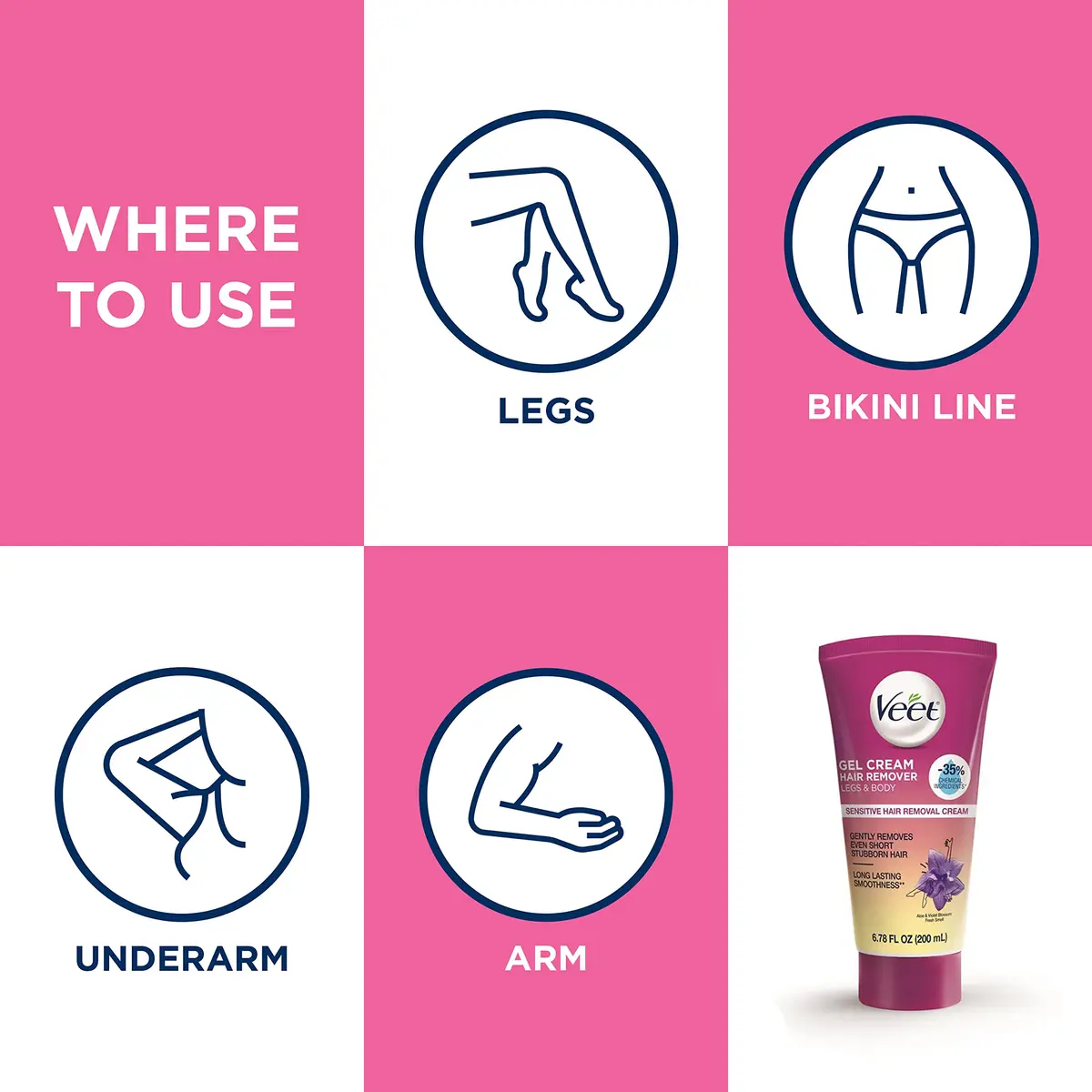 Veet Hair Removal Cream for Women, Depilatory for Legs & Body, 6.78 Fl Oz | Sensitive Skin Formula with Aloe Vera & Vitamin E - view 5