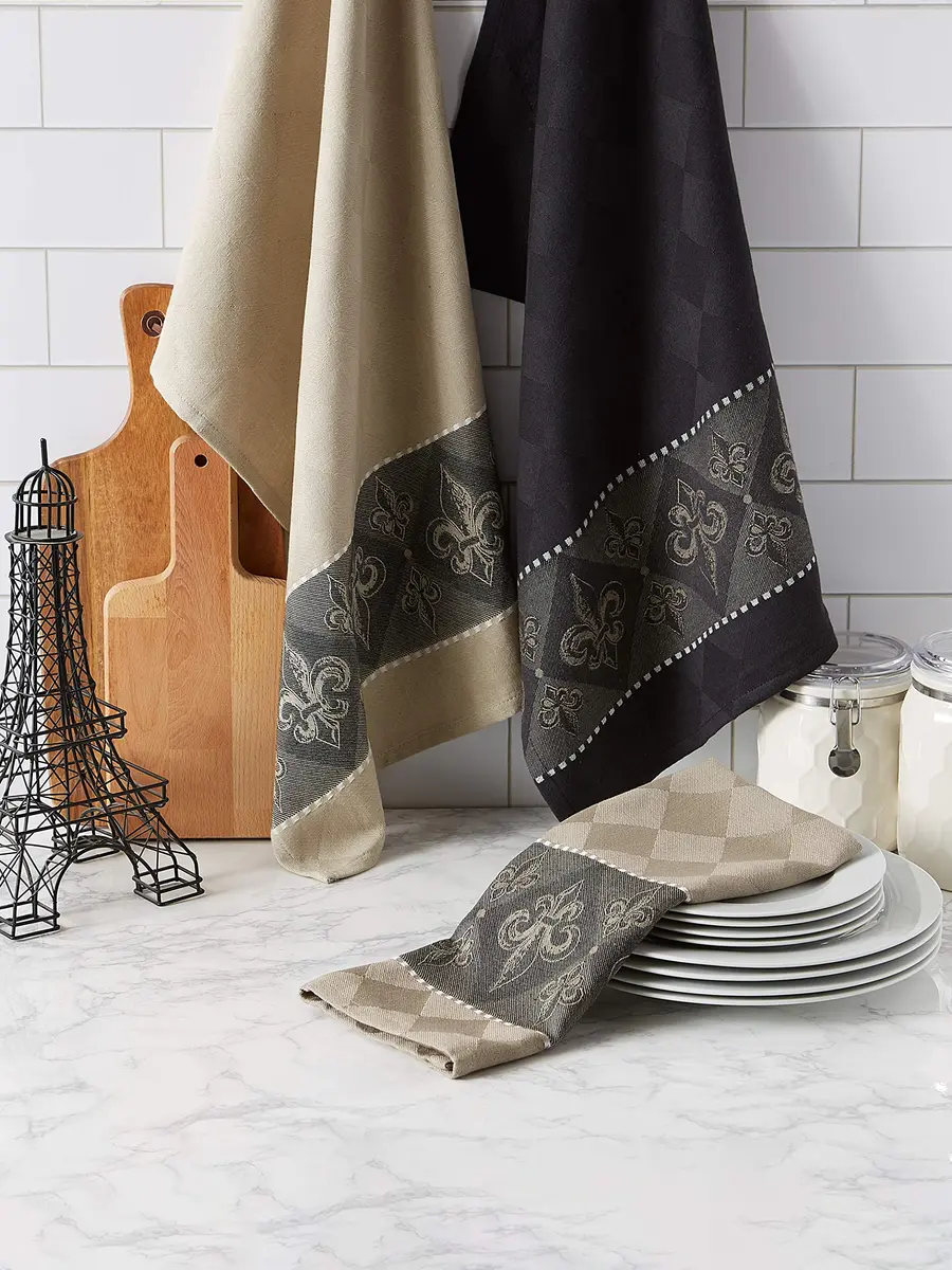 DII Cotton French Jacquard Dish Towels Set of 3 | Elegant Kitchen Decor & Absorbent (70-120 chars) - view 4