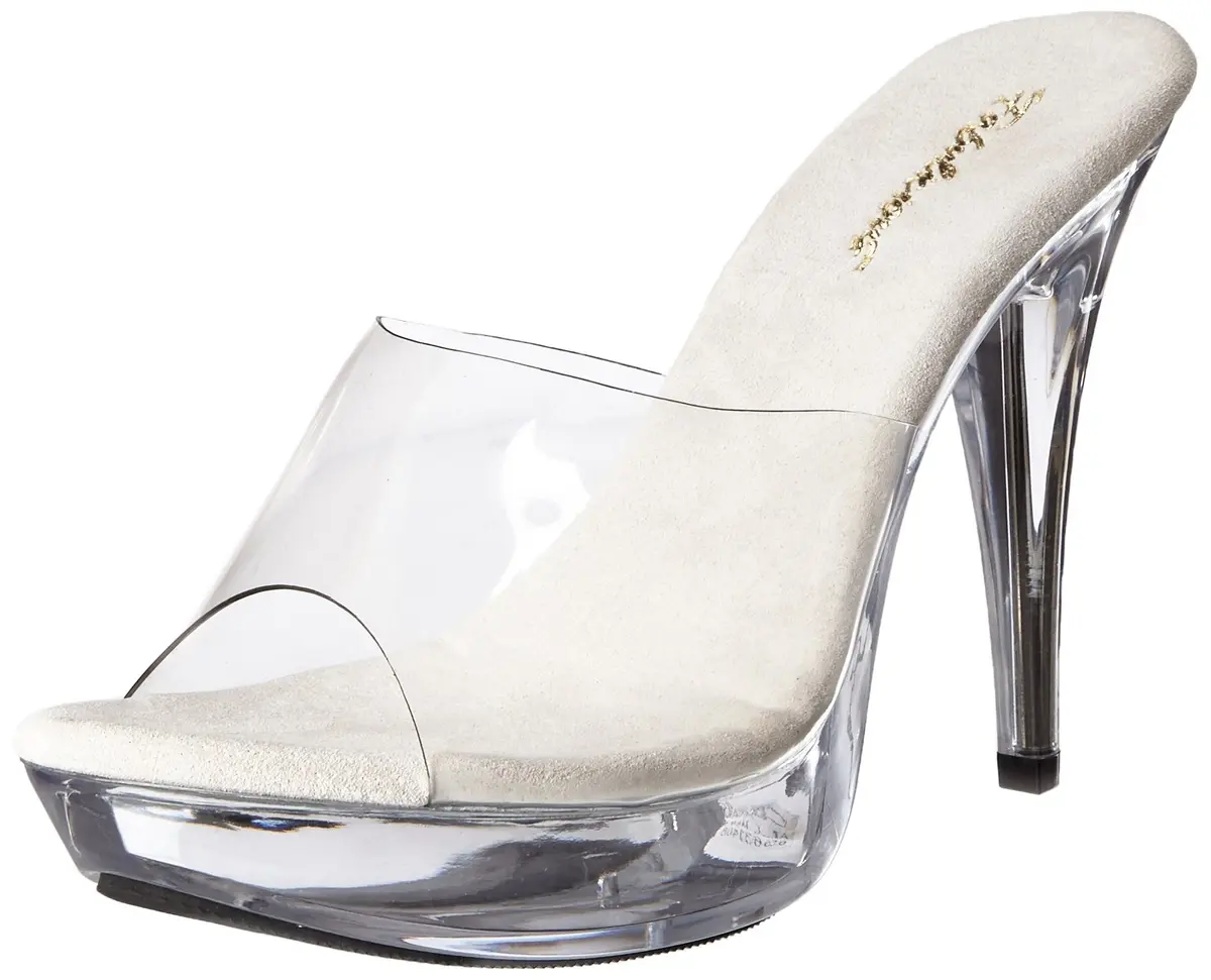 Fabulicious Women's Cocktail-501 Platform Slide Clear/Clear | 5" Heel & 1" Platform for Special Occasions - main product image