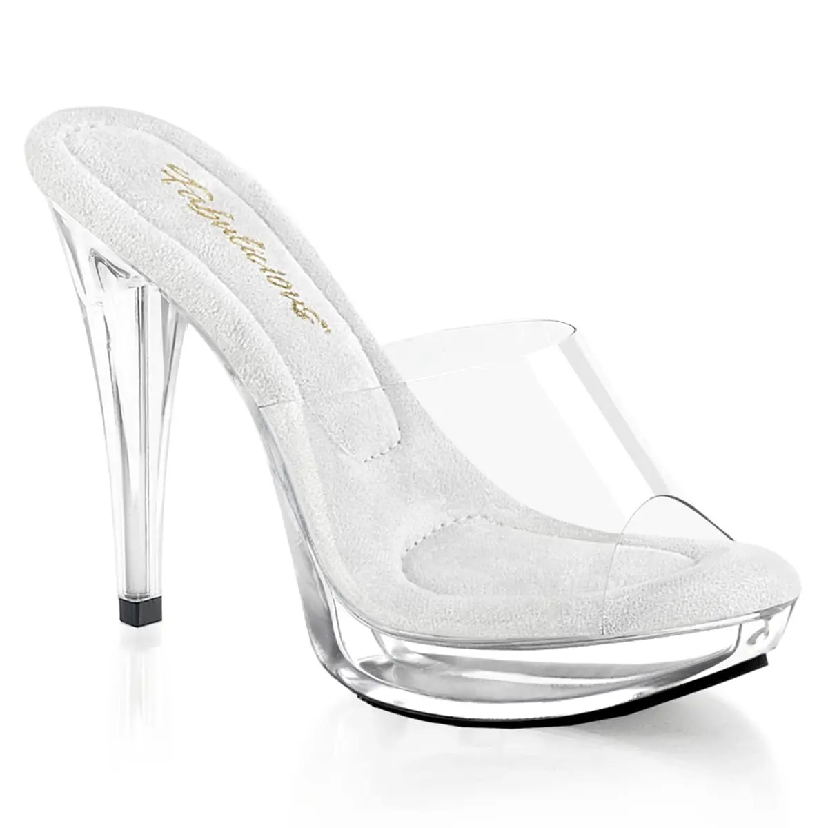 Fabulicious Women's Cocktail-501 Platform Slide Clear/Clear | 5" Heel & 1" Platform for Special Occasions - view 5